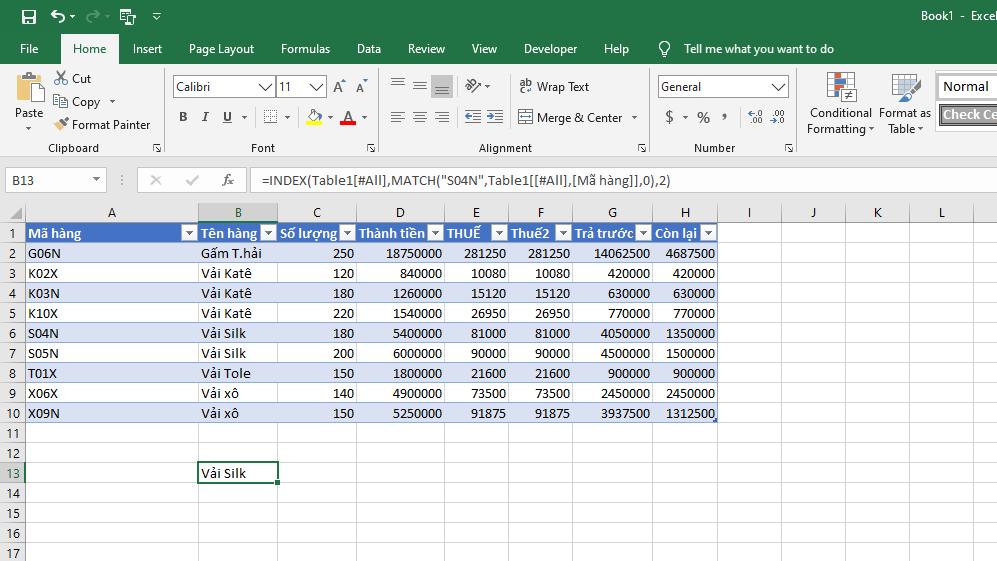 Cách dùng hàm thay thế vlookup